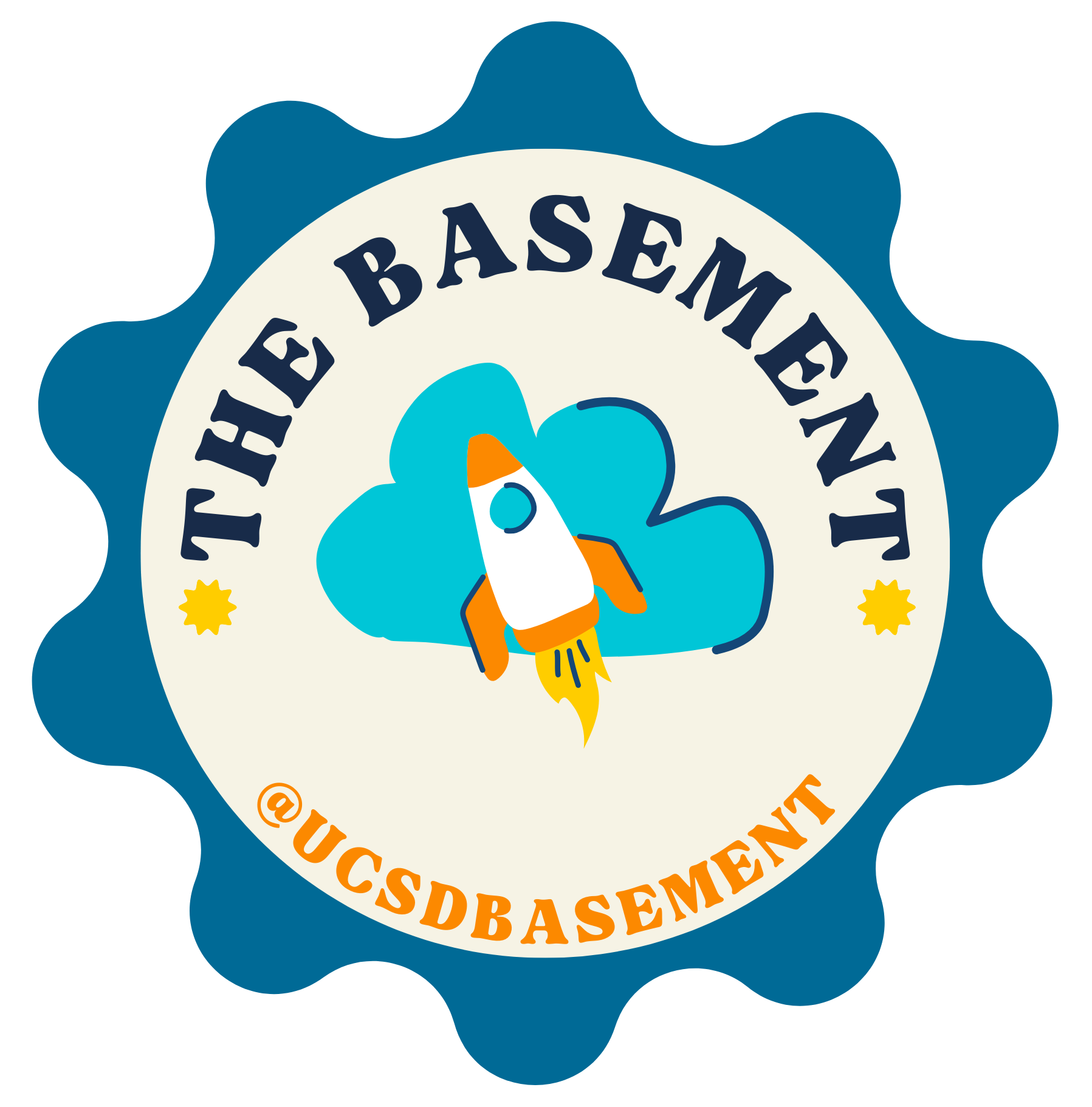 Basement Blue Rocket Sticker