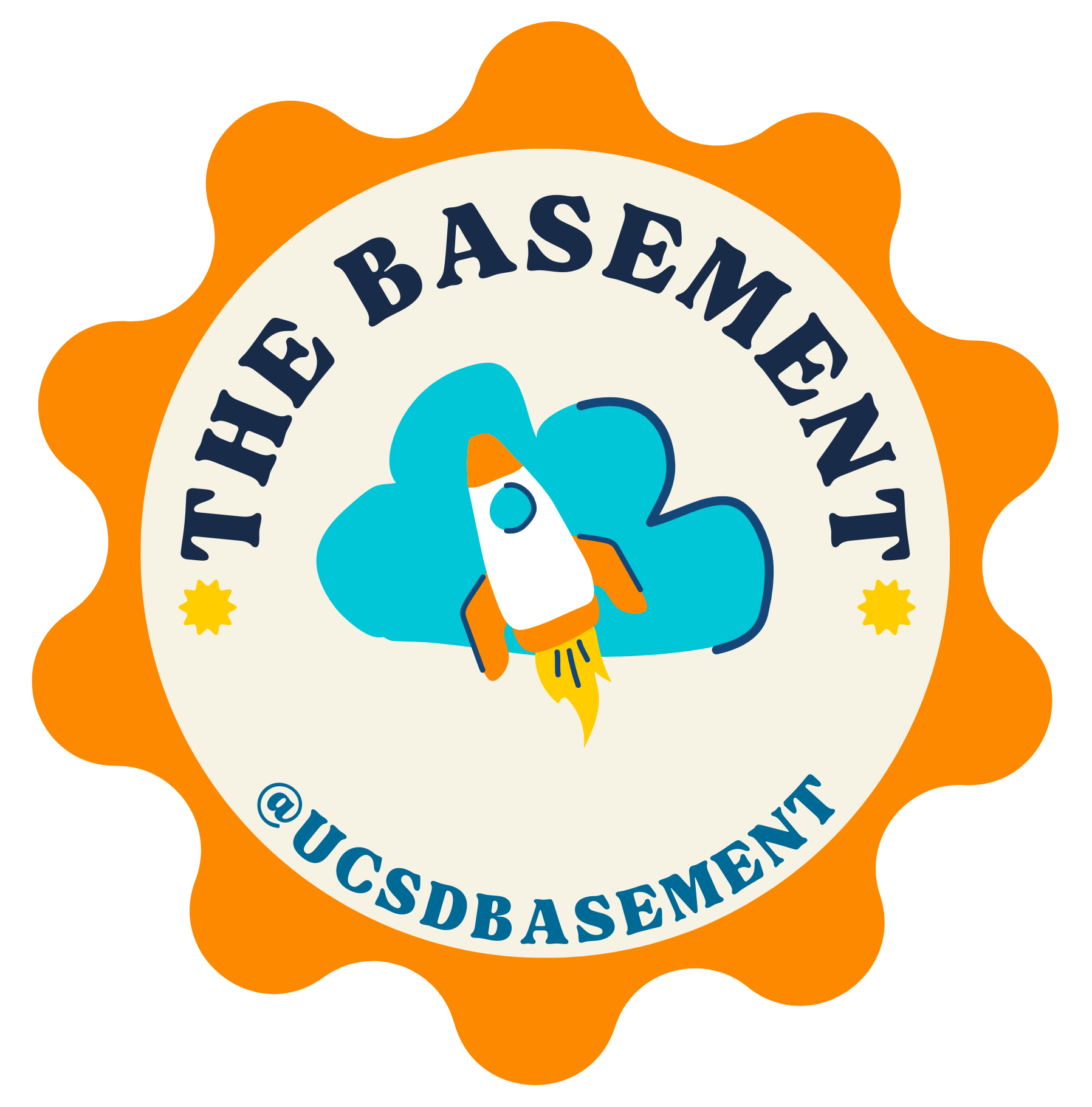 Basement Orange Rocket Sticker